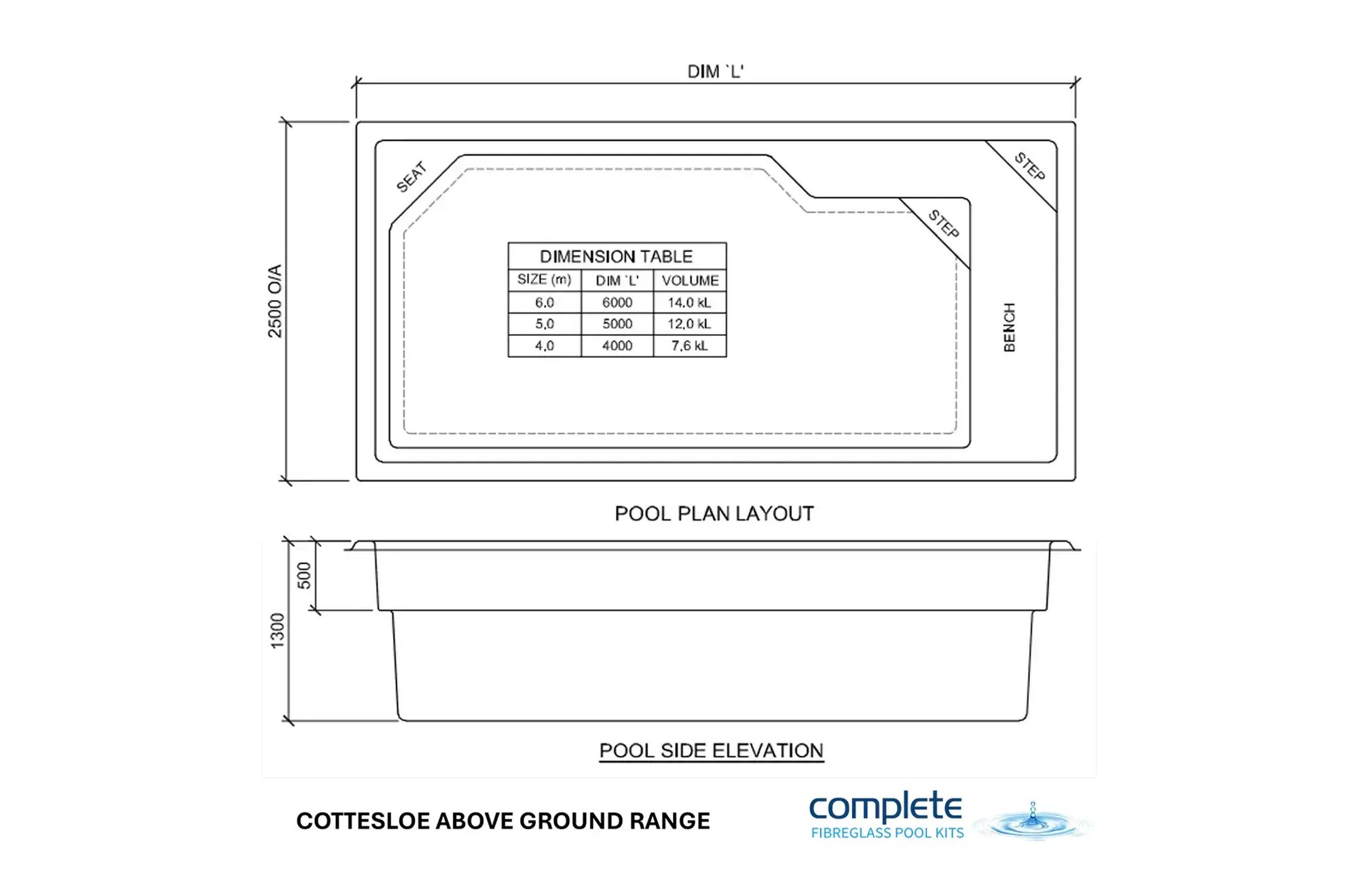 Flat Bottom Above Ground Fibreglass Pool 