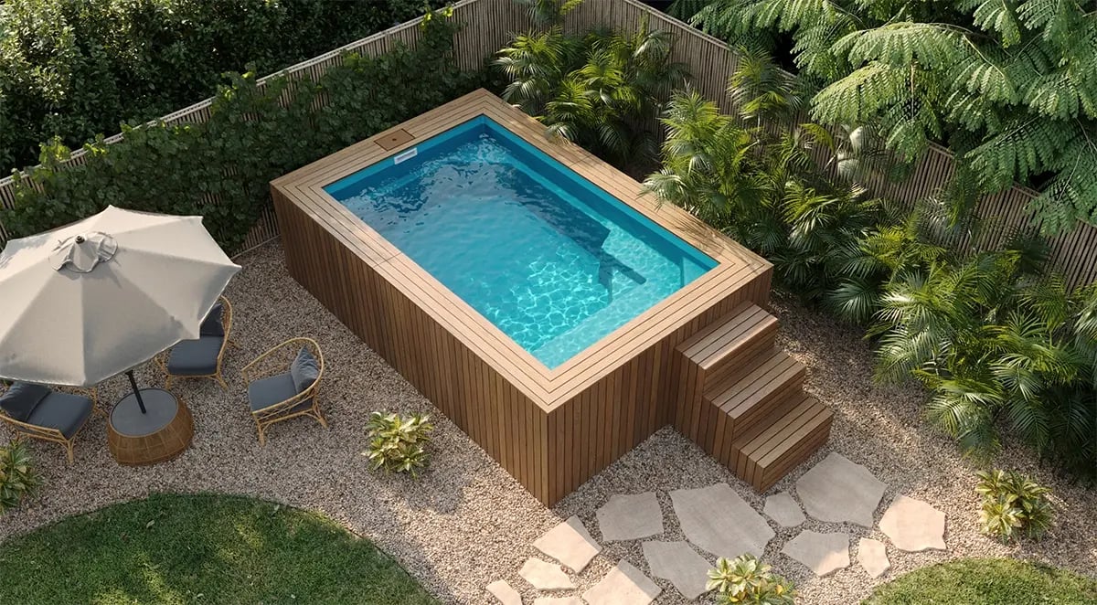 Fibreglass Above-Ground Pool Cottesloe 3.7m AquaGuard™ Quartz Ultra Coral Blue Shimmer Finish