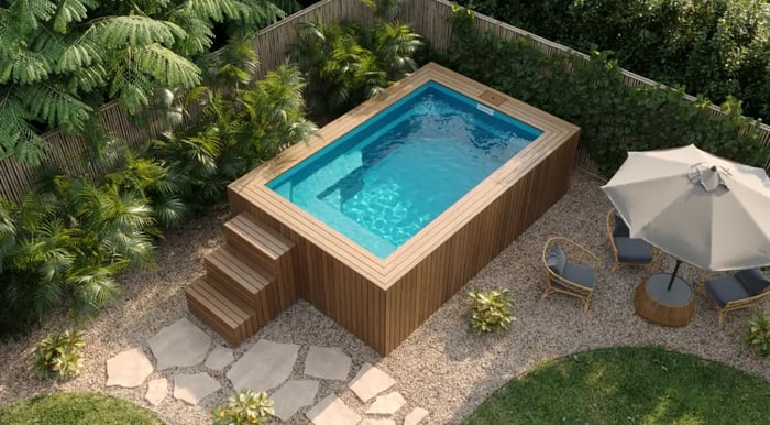 Above Ground Fibreglass Pool - Cottesloe 3.7m in AquaGuardTM Quartz Ultra Coral Blue Shimmer Finish 