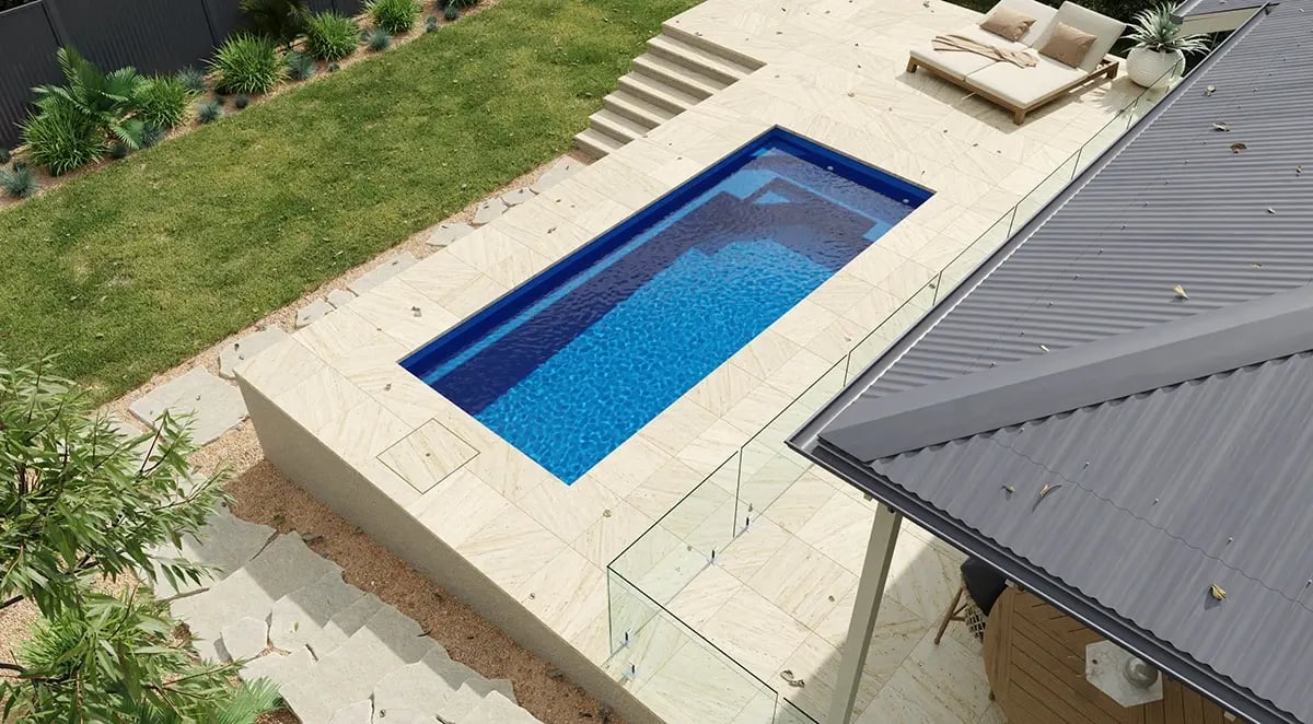 Above Ground Pool - Kimberley 5.7m in AquaGuard™ Quartz Ultra Mid Blue Shimmer Finish