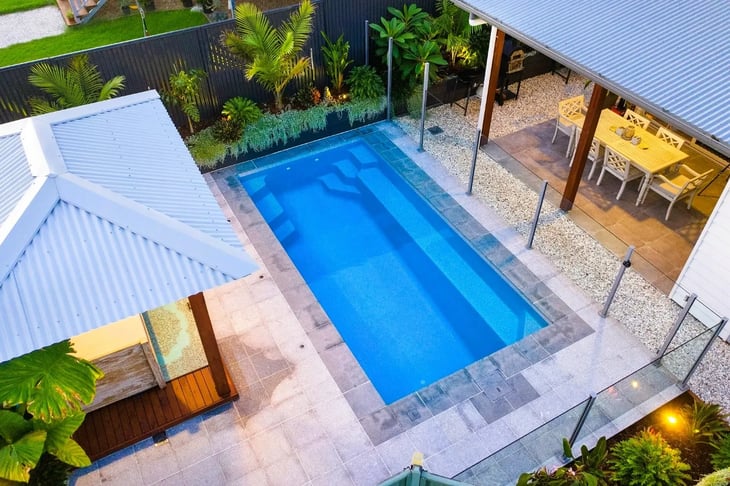 Fibreglass family pool installation