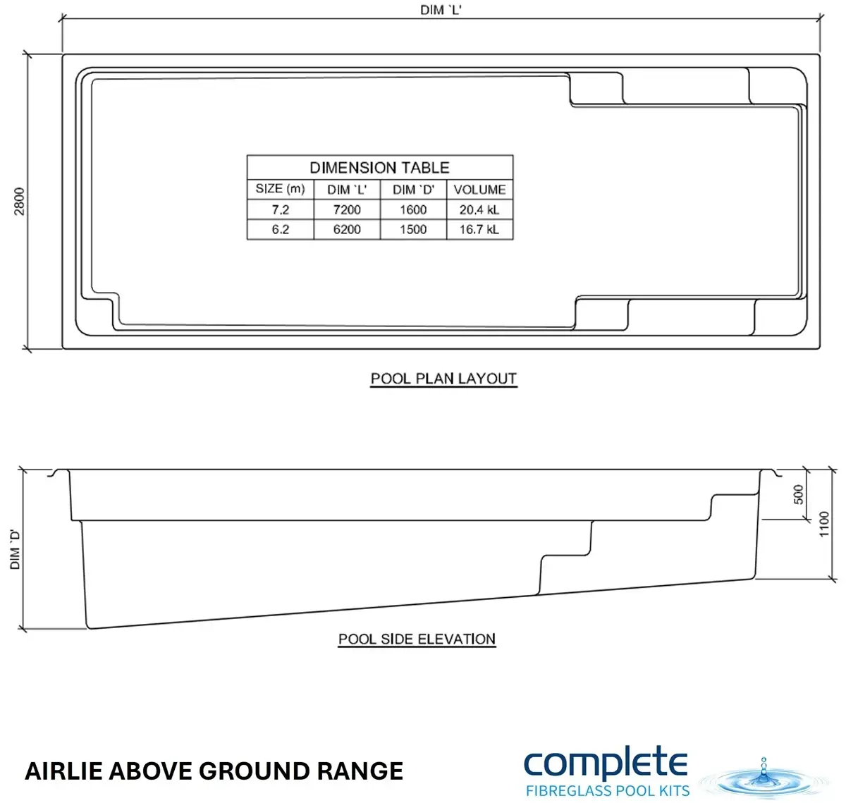 Airlie Fibreglass Above Ground Pool