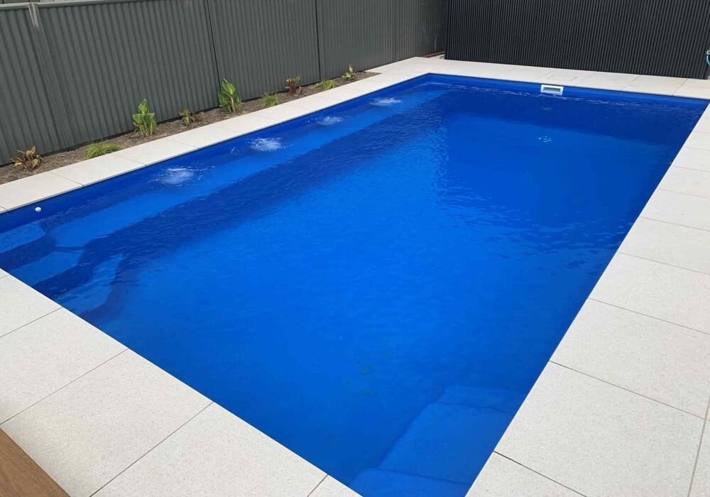 DIY Fibreglass Inground Pool - Whitsunday 7m with Spa Jets in Atlantic with Shimmer Finish