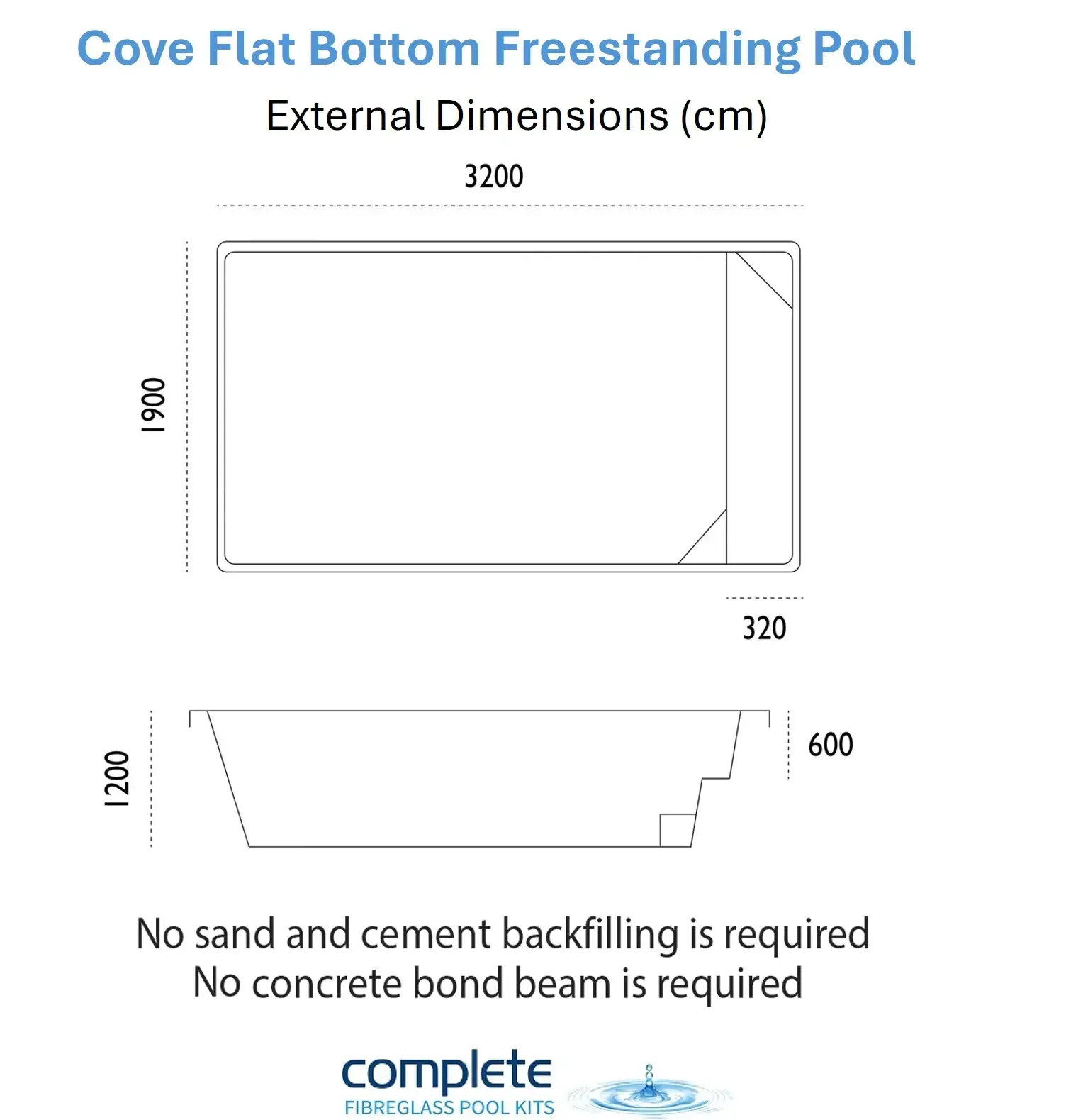 Cove 3.2m Above Ground Fibreglass Pool