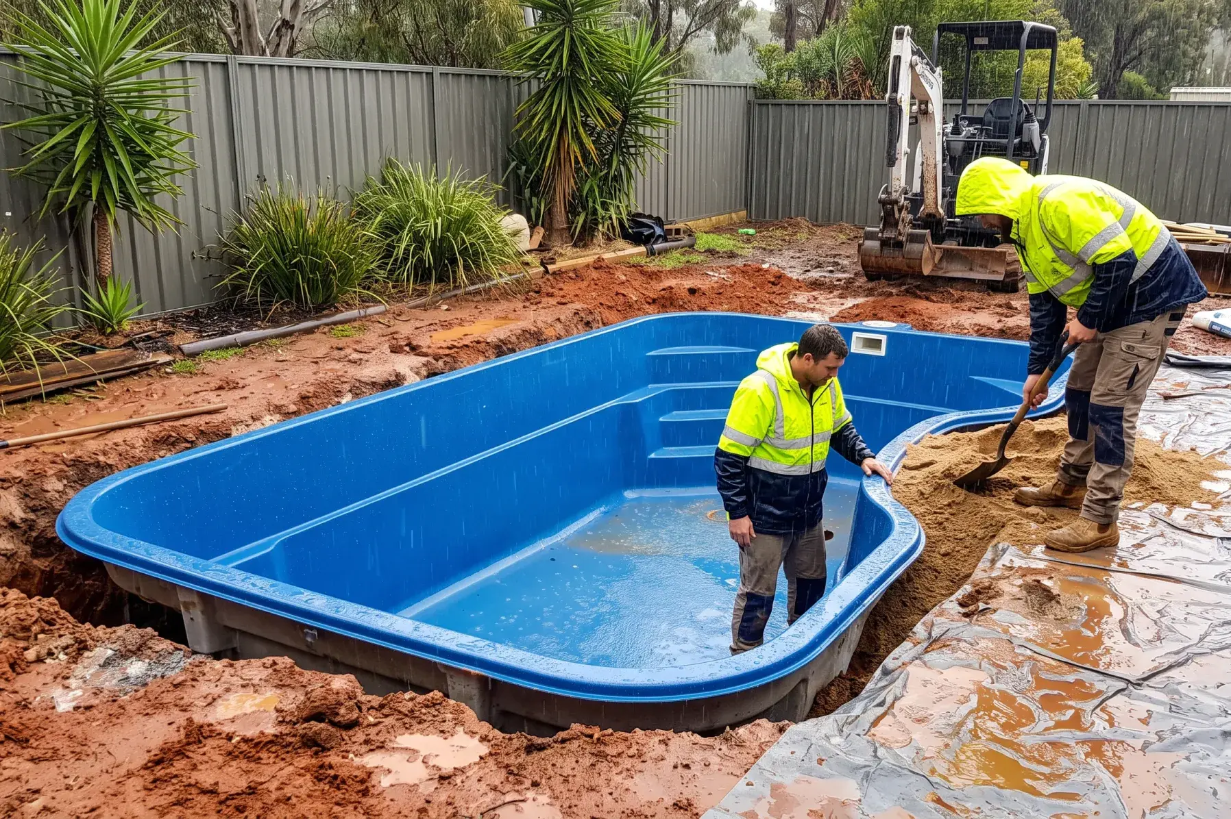 Pool Installation in Wet Weather: What Stops, What Continues and How to Plan Around Rain